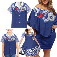 Custom Samoa Rugby Family Matching Off Shoulder Short Dress and Hawaiian Shirt Pacific Motifs LT03 - Polynesian Pride