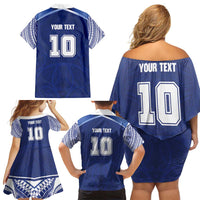 Custom Samoa Rugby Family Matching Off Shoulder Short Dress and Hawaiian Shirt Pacific Motifs LT03 - Polynesian Pride