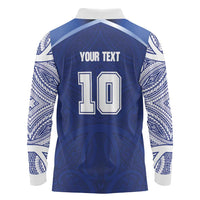 Custom Samoa Rugby Long Sleeve Polo Shirt Pacific Motifs - Polynesian Pride