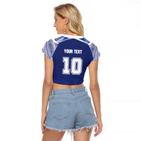 Custom Samoa Rugby Raglan Cropped T Shirt Pacific Motifs - Polynesian Pride