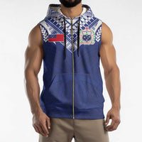 Custom Samoa Rugby Sleeveless Zip Hoodie Pacific Motifs - Polynesian Pride