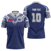 Custom Samoa Rugby Zipper Polo Shirt Pacific Motifs - Polynesian Pride