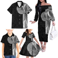 Samoan Tatau Family Matching Off The Shoulder Long Sleeve Dress and Hawaiian Shirt Art Tribal Traditional Tattoos - Polynesian Pride