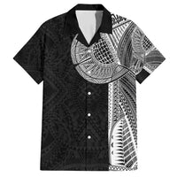 Samoan Tatau Family Matching Off Shoulder Maxi Dress and Hawaiian Shirt Art Tribal Traditional Tattoos LT03 Dad's Shirt - Short Sleeve Black - Polynesian Pride