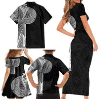 Samoan Tatau Family Matching Short Sleeve Bodycon Dress and Hawaiian Shirt Art Tribal Traditional Tattoos LT03 - Polynesian Pride