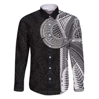 Samoan Tatau Family Matching Short Sleeve Bodycon Dress and Hawaiian Shirt Art Tribal Traditional Tattoos LT03 Dad's Shirt - Long Sleeve Black - Polynesian Pride