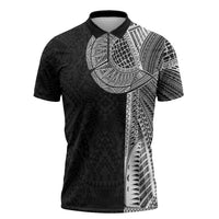 Samoan Tatau Zipper Polo Shirt Art Tribal Traditional Tattoos LT03 Black - Polynesian Pride