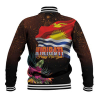Kiribati Flag and Fireworks Baseball Jacket First Place Welcome the New Year LT03 - Polynesian Pride