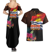 Kiribati Flag and Fireworks Couples Matching Summer Maxi Dress and Hawaiian Shirt First Place Welcome the New Year - Polynesian Pride