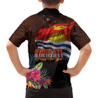 Kiribati Flag and Fireworks Family Matching Long Sleeve Bodycon Dress and Hawaiian Shirt First Place Welcome the New Year LT03 - Polynesian Pride