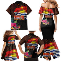 Kiribati Flag and Fireworks Family Matching Mermaid Dress and Hawaiian Shirt First Place Welcome the New Year LT03 - Polynesian Pride