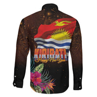 Kiribati Flag and Fireworks Family Matching Off Shoulder Short Dress and Hawaiian Shirt First Place Welcome the New Year - Polynesian Pride
