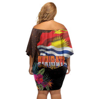 Kiribati Flag and Fireworks Family Matching Off Shoulder Short Dress and Hawaiian Shirt First Place Welcome the New Year - Polynesian Pride