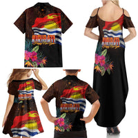 Kiribati Flag and Fireworks Family Matching Summer Maxi Dress and Hawaiian Shirt First Place Welcome the New Year - Polynesian Pride