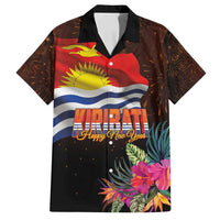 Kiribati Flag and Fireworks Family Matching Tank Maxi Dress and Hawaiian Shirt First Place Welcome the New Year LT03 Dad's Shirt - Short Sleeve Black - Polynesian Pride