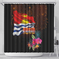 Kiribati Flag and Fireworks Shower Curtain First Place Welcome the New Year - Polynesian Pride