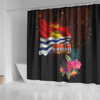 Kiribati Flag and Fireworks Shower Curtain First Place Welcome the New Year - Polynesian Pride