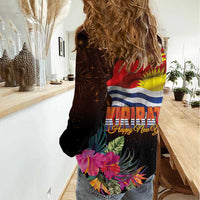 Kiribati Flag and Fireworks Women Casual Shirt First Place Welcome the New Year LT03 - Polynesian Pride