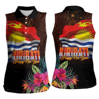 Kiribati Flag and Fireworks Women Sleeveless Polo Shirt First Place Welcome the New Year LT03 - Polynesian Pride