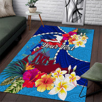 Personalised Haiti 220th Anniversary Independence Day Area Rug Ayiti Flower with Polynesian Pattern LT03 Blue - Polynesian Pride