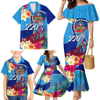 Personalised Haiti 220th Anniversary Independence Day Family Matching Mermaid Dress and Hawaiian Shirt Ayiti Flower with Polynesian Pattern LT03 - Polynesian Pride
