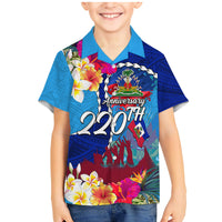 Personalised Haiti 220th Anniversary Independence Day Family Matching Mermaid Dress and Hawaiian Shirt Ayiti Flower with Polynesian Pattern LT03 Son's Shirt Blue - Polynesian Pride