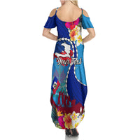 Personalised Haiti 220th Anniversary Independence Day Family Matching Summer Maxi Dress and Hawaiian Shirt Ayiti Flower with Polynesian Pattern LT03 - Polynesian Pride