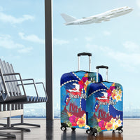 Personalised Haiti 220th Anniversary Independence Day Luggage Cover Ayiti Flower with Polynesian Pattern LT03 - Polynesian Pride