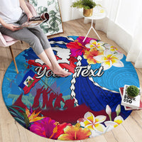 Personalised Haiti 220th Anniversary Independence Day Round Carpet Ayiti Flower with Polynesian Pattern LT03 - Polynesian Pride