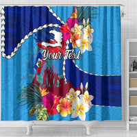 Personalised Haiti 220th Anniversary Independence Day Shower Curtain Ayiti Flower with Polynesian Pattern LT03 - Polynesian Pride