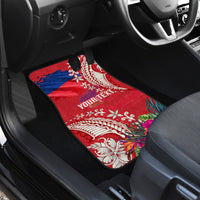 Personalised Haiti Coat Of Arms Car Mats Repiblik d Ayiti Tropical Flower Red Polynesian Pattern LT03 - Polynesian Pride