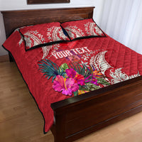 Personalised Haiti Coat Of Arms Quilt Bed Set Repiblik d Ayiti Tropical Flower Red Polynesian Pattern LT03 - Polynesian Pride
