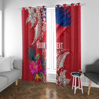 Personalised Haiti Coat Of Arms Window Curtain Repiblik d Ayiti Tropical Flower Red Polynesian Pattern LT03 With Grommets Red - Polynesian Pride
