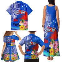 Personalised Samoa 62nd Anniversary Independence Day Family Matching Tank Maxi Dress and Hawaiian Shirt Samoan Tribal Flag Style LT03 - Polynesian Pride
