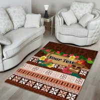 Pasifika Festival Auckland Area Rug Polynesian Tribal with Pacific Pattern Brown Color