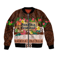 Pasifika Festival Auckland Bomber Jacket Polynesian Tribal with Pacific Pattern Brown Color LT03 Unisex Brown - Polynesian Pride