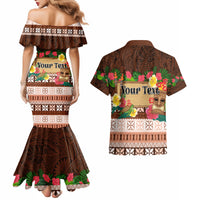 Pasifika Festival Auckland Couples Matching Mermaid Dress and Hawaiian Shirt Polynesian Tribal with Pacific Pattern Brown Color LT03 - Polynesian Pride