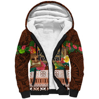 Pasifika Festival Auckland Sherpa Hoodie Polynesian Tribal with Pacific Pattern Brown Color LT03 Unisex Brown - Polynesian Pride