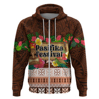 Pasifika Festival Auckland Zip Hoodie Polynesian Tribal with Pacific Pattern Brown Color LT03 Zip Hoodie Brown - Polynesian Pride