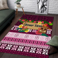 Pasifika Festival Auckland Area Rug Polynesian Tribal with Pacific Pattern Pink Color