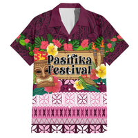 Pasifika Festival Auckland Family Matching Long Sleeve Bodycon Dress and Hawaiian Shirt Polynesian Tribal with Pacific Pattern Pink Color LT03 Dad's Shirt - Short Sleeve Pink - Polynesian Pride