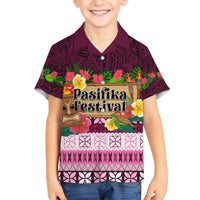 Pasifika Festival Auckland Family Matching Summer Maxi Dress and Hawaiian Shirt Polynesian Tribal with Pacific Pattern Pink Color LT03 Son's Shirt Pink - Polynesian Pride