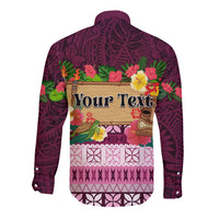 Pasifika Festival Auckland Long Sleeve Button Shirt Polynesian Tribal with Pacific Pattern Pink Color LT03 - Polynesian Pride