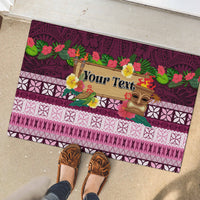 Pasifika Festival Auckland Rubber Doormat Polynesian Tribal with Pacific Pattern Pink Color