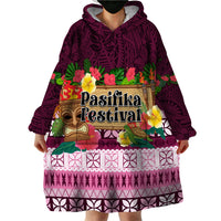 Pasifika Festival Auckland Wearable Blanket Hoodie Polynesian Tribal with Pacific Pattern Pink Color LT03 - Polynesian Pride