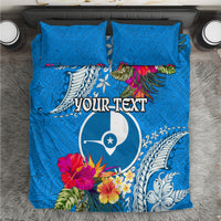 Yap Day Bedding Set Tapa Pattern with Hisbiscus LT03 Blue - Polynesian Pride