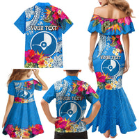 Yap Day Family Matching Mermaid Dress and Hawaiian Shirt Tapa Pattern with Hisbiscus LT03 - Polynesian Pride