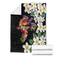 Hawaiian Lei Day Blanket Plumeria and Turtle with Polynesian Tribal Pattern LT03 - Polynesian Pride