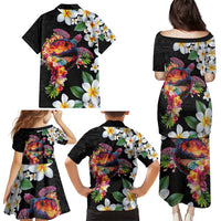 Hawaiian Lei Day Family Matching Puletasi and Hawaiian Shirt Plumeria and Turtle with Polynesian Tribal Pattern LT03 - Polynesian Pride