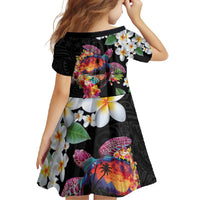 Hawaiian Lei Day Family Matching Summer Maxi Dress and Hawaiian Shirt Plumeria and Turtle with Polynesian Tribal Pattern